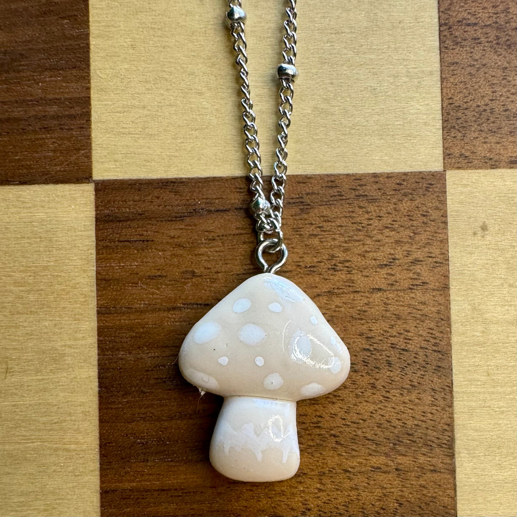 Soft Shroom Necklace — Cream Mushroom Charm
