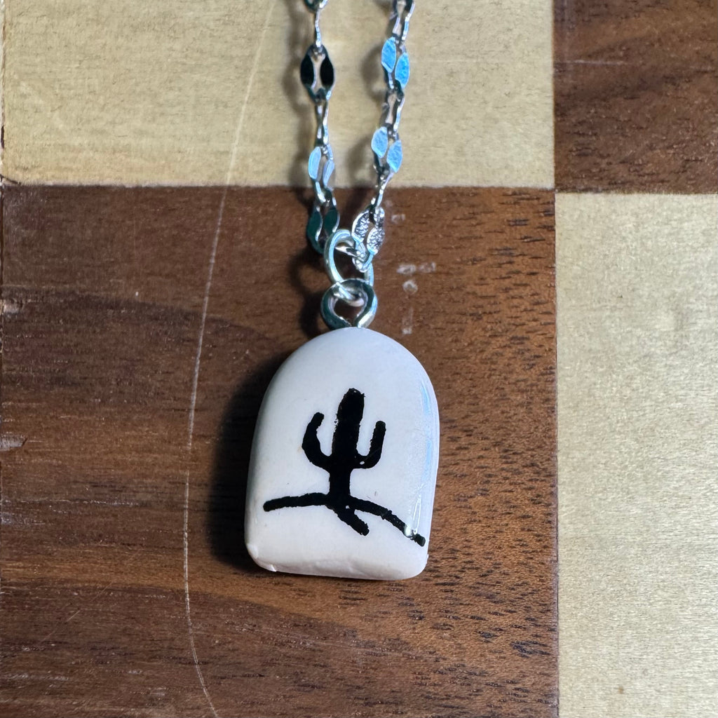 Desert Doodle Necklace — Hand-Drawn Cactus