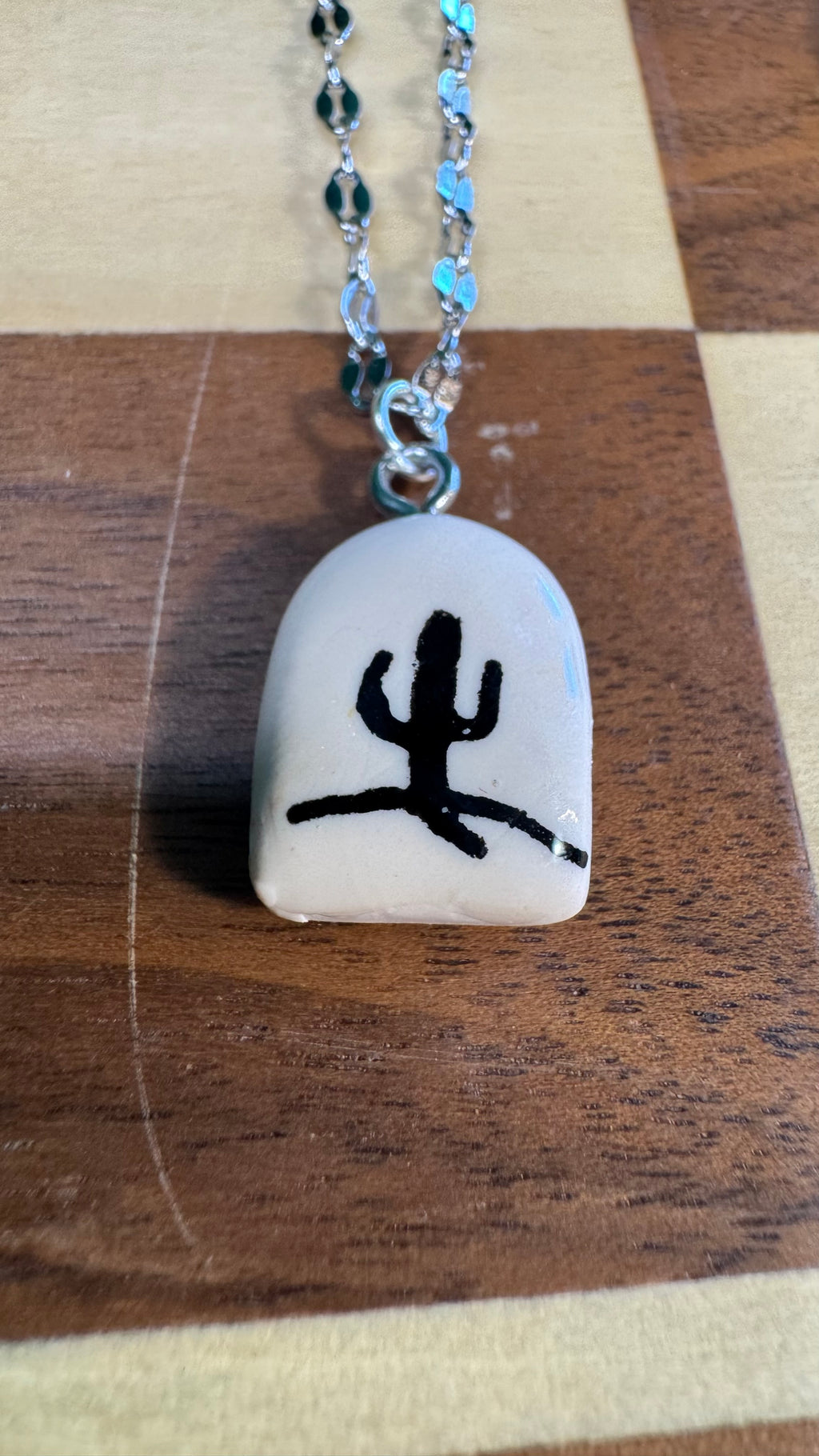 Desert Doodle Necklace — Hand-Drawn Cactus