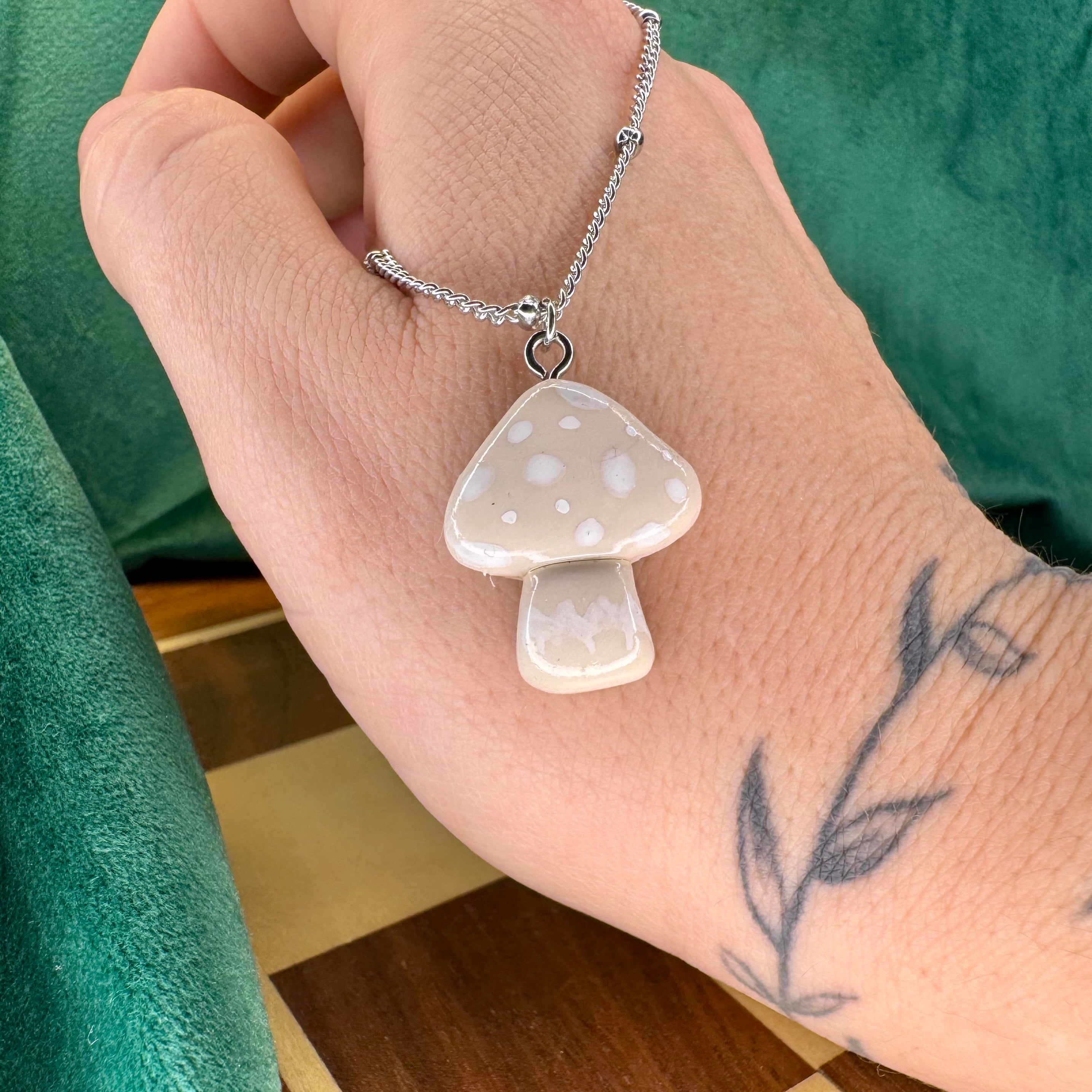 Soft Shroom Necklace — Cream Mushroom Charm