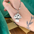 Spotted Shroom Necklace — Black & White Mushroom
