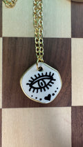 Watchful Heart Necklace — Hand-Drawn Eye Charm