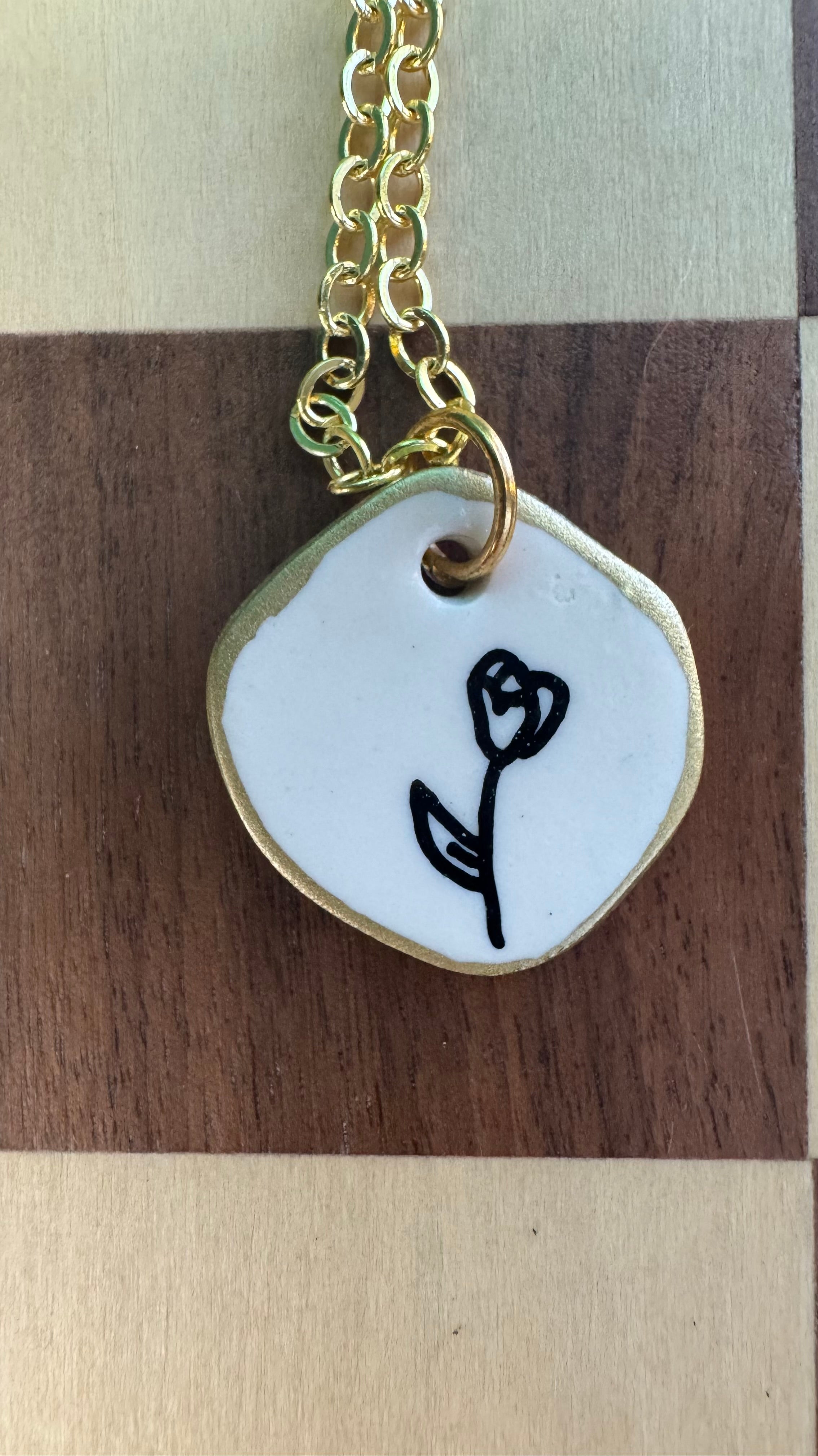 Little Bloom Necklace — Hand-Drawn Flower Charm
